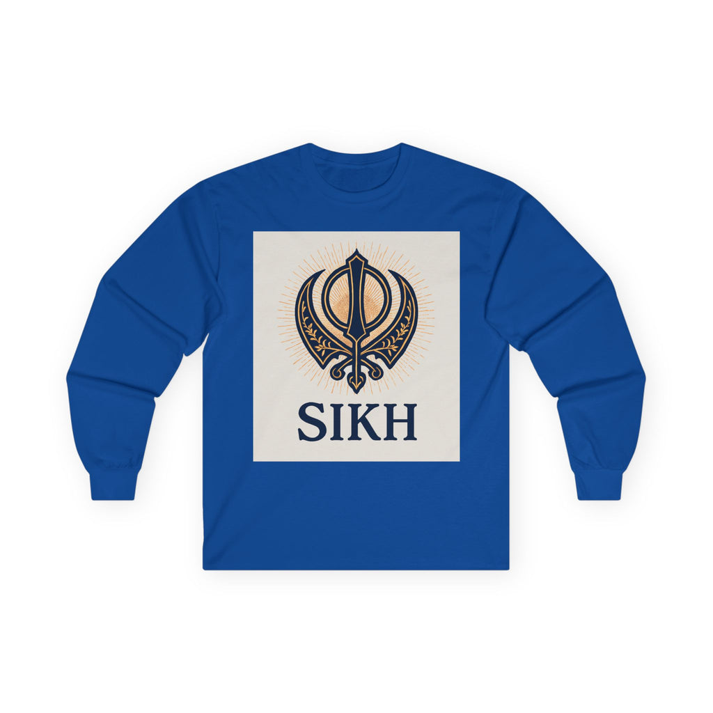 Unisex Ultra Cotton Long Sleeve Tee With SIKH logo.