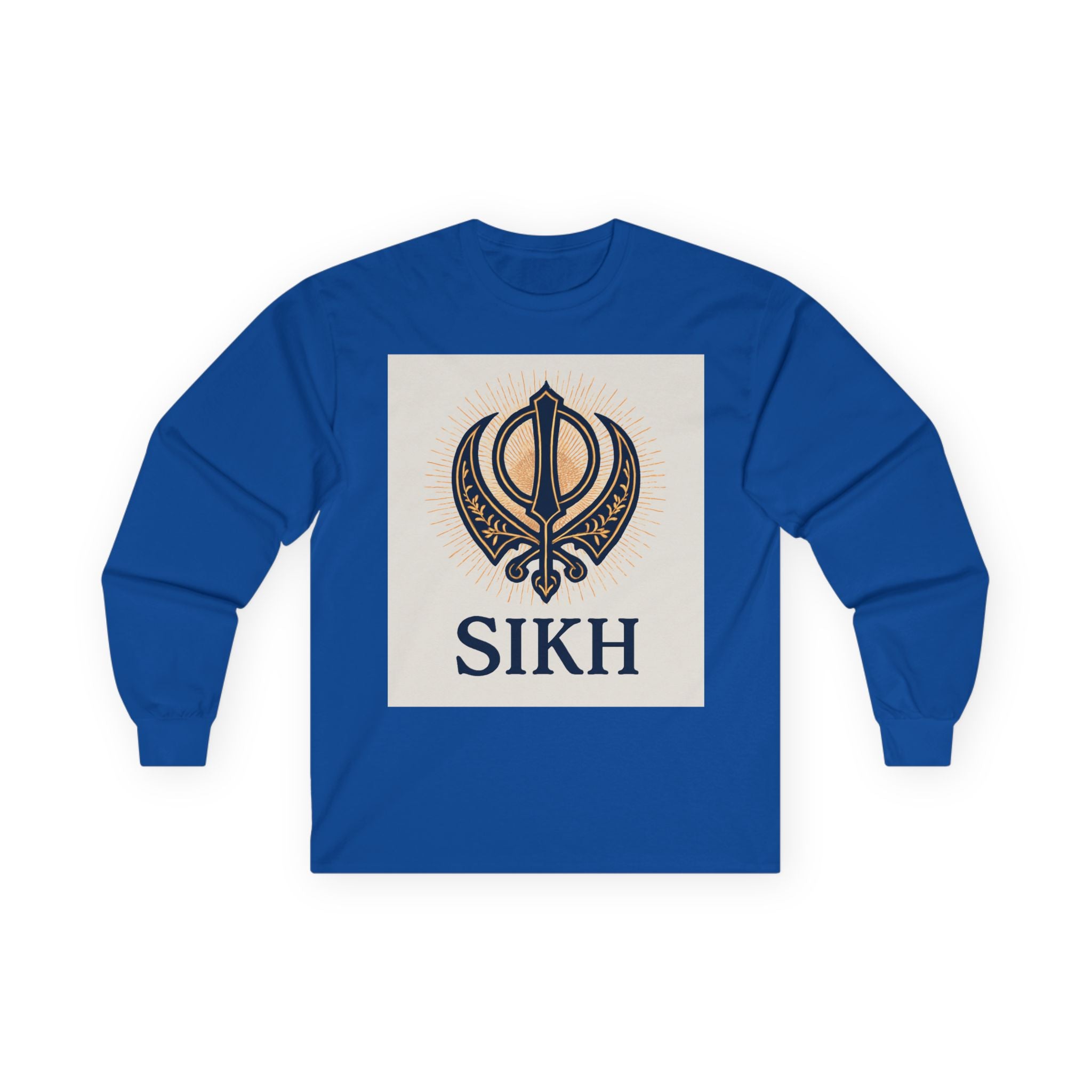 Unisex Ultra Cotton Long Sleeve Tee With SIKH logo.