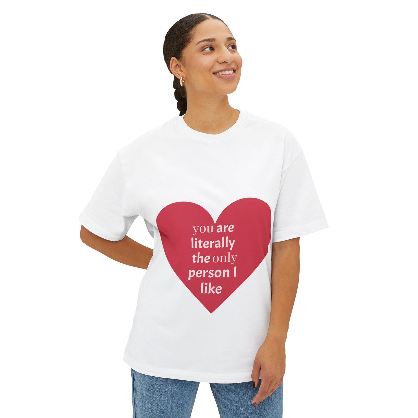 Heartfelt Joy Unisex Oversized Boxy Tee | Casual Love Shirt, Gift for Her, Valentine's Day, Everyday Style, Positive Vibes