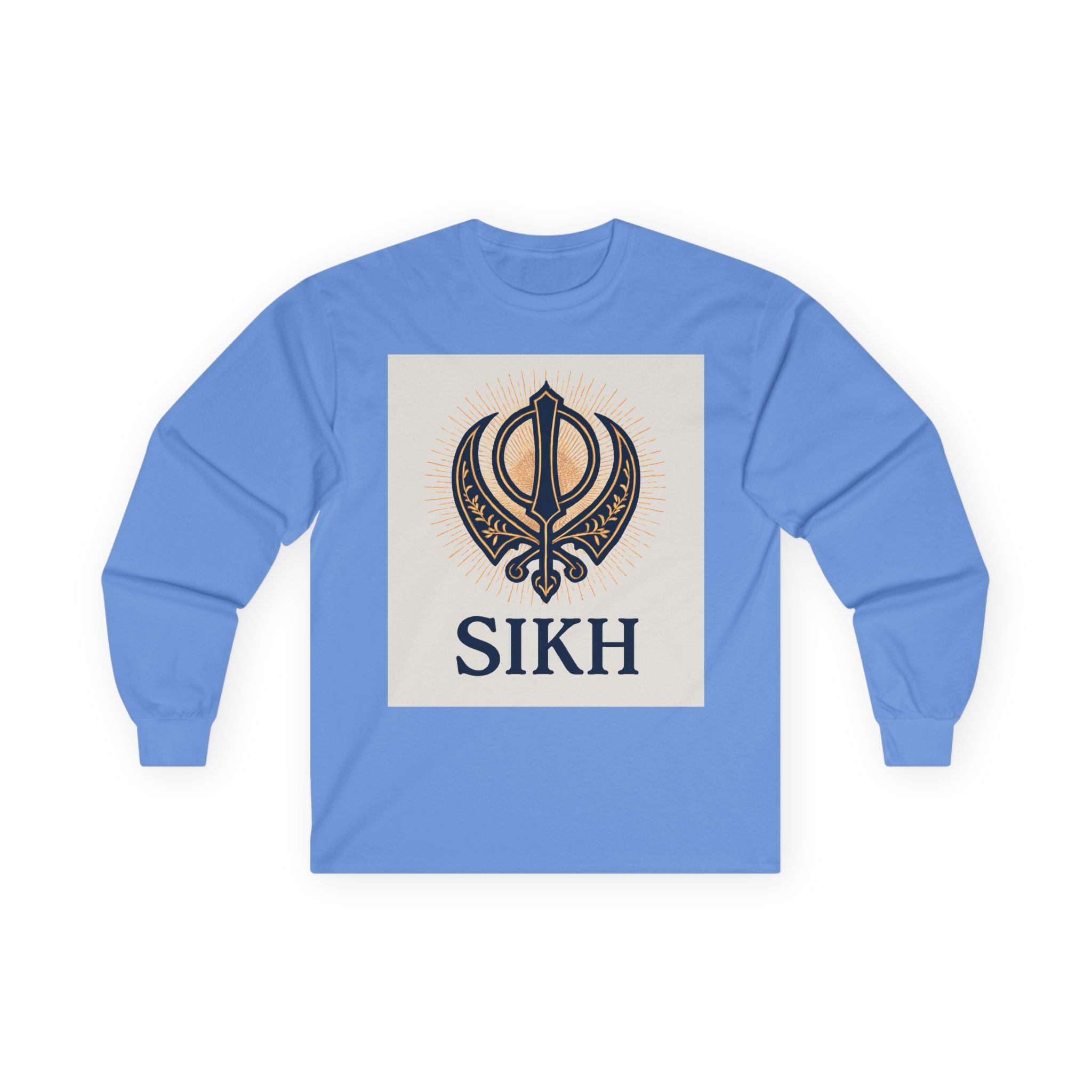 Unisex Ultra Cotton Long Sleeve Tee With SIKH logo.