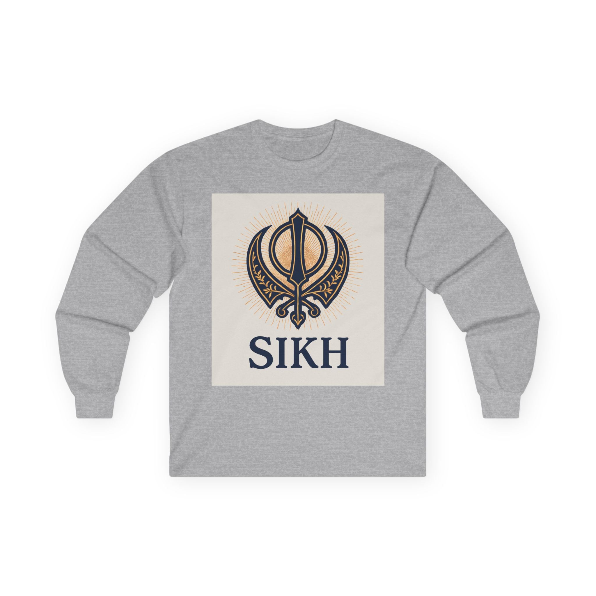 Unisex Ultra Cotton Long Sleeve Tee With SIKH logo.