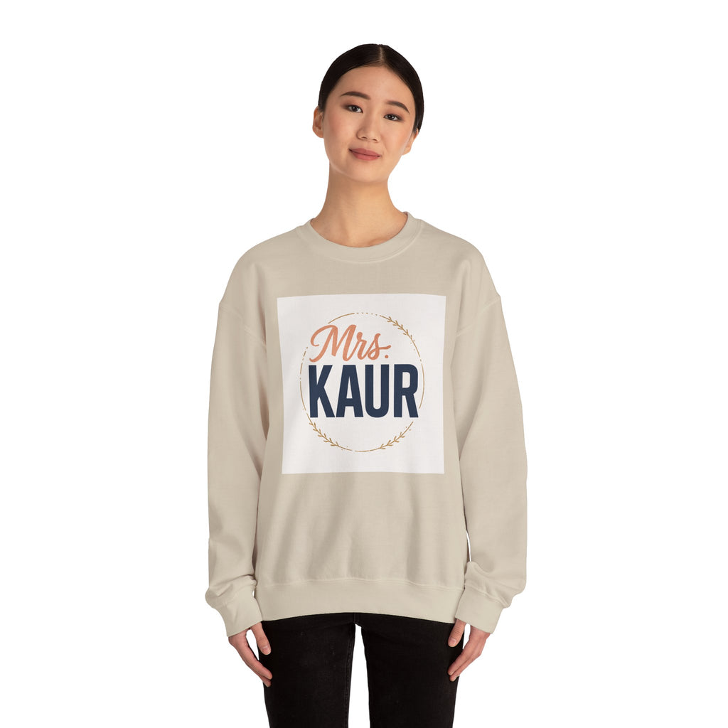 Mrs. Kaur Unisex Crewneck Sweatshirt - Bridal Gift, Wedding Sweater, Comfortable Attire, Gift for Her, Cozy Fashion
