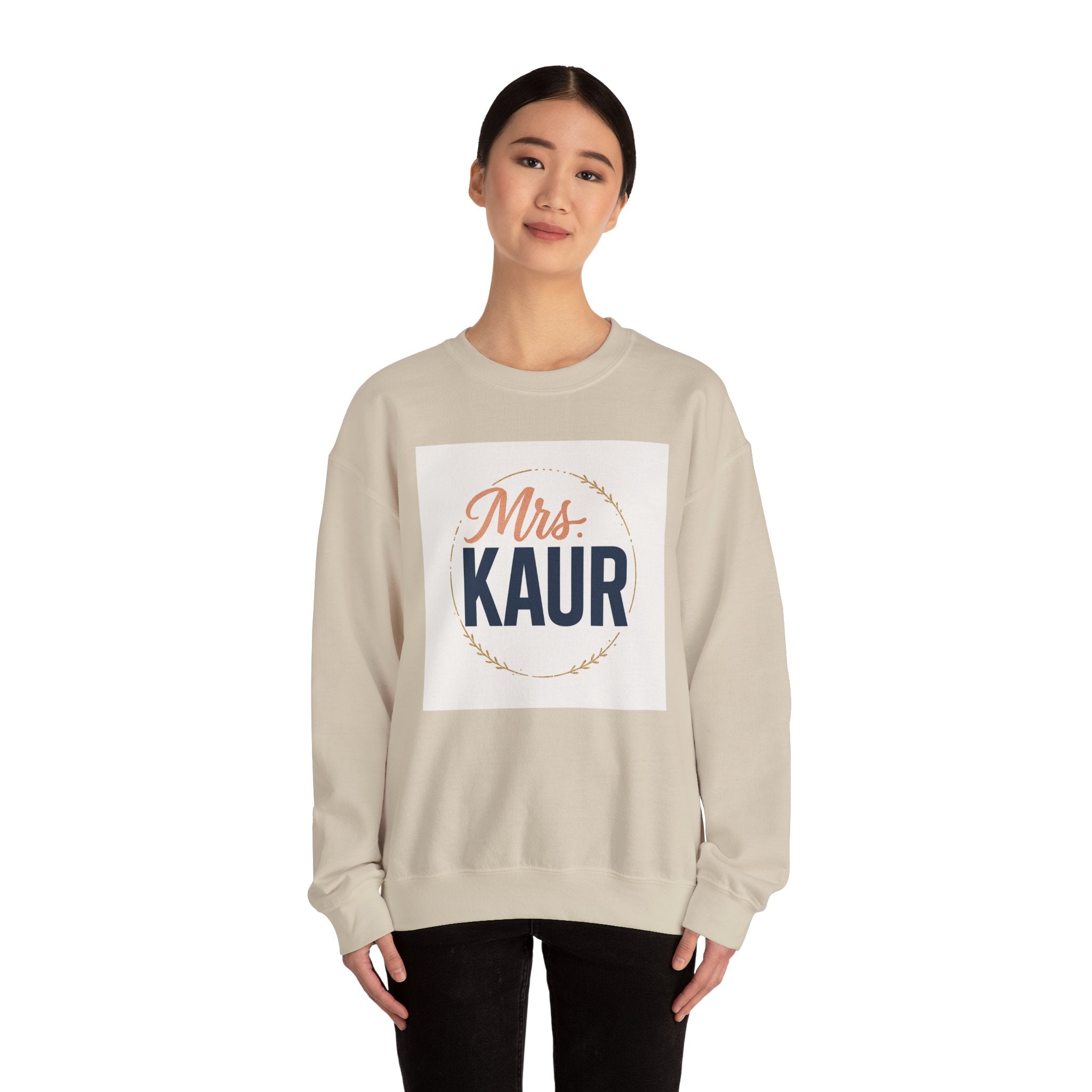 Mrs. Kaur Unisex Crewneck Sweatshirt - Bridal Gift, Wedding Sweater, Comfortable Attire, Gift for Her, Cozy Fashion