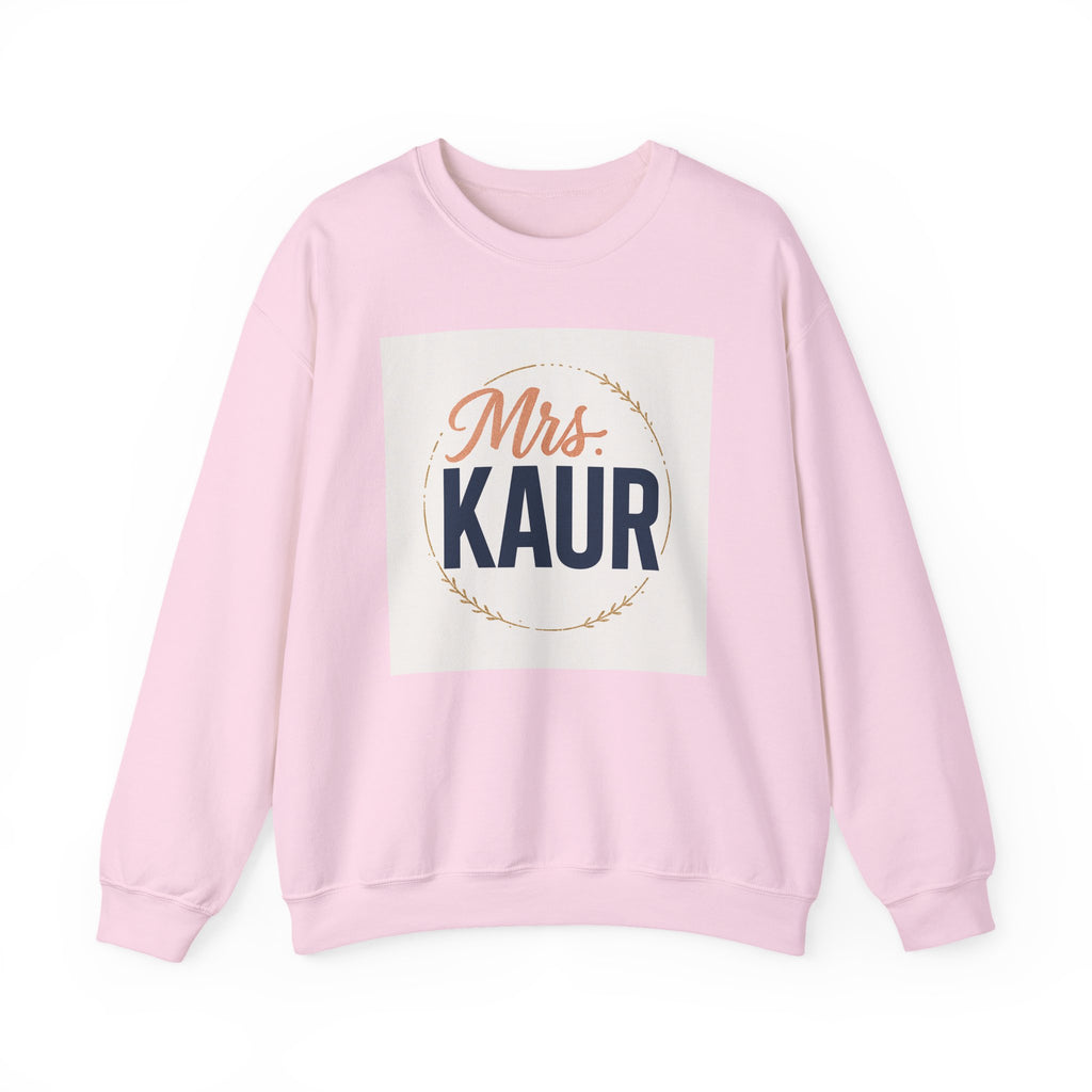 Mrs. Kaur Unisex Crewneck Sweatshirt - Bridal Gift, Wedding Sweater, Comfortable Attire, Gift for Her, Cozy Fashion