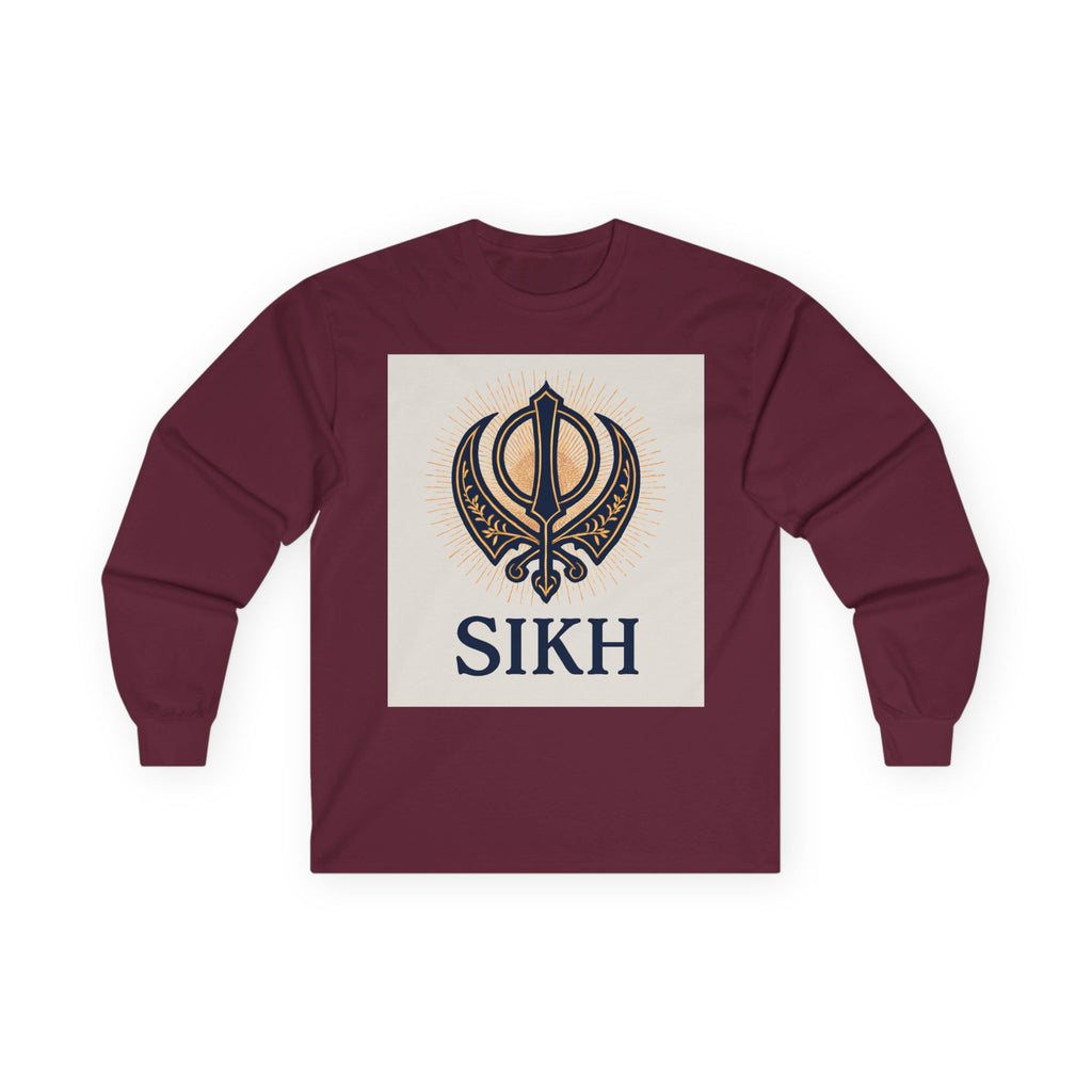 Unisex Ultra Cotton Long Sleeve Tee With SIKH logo.