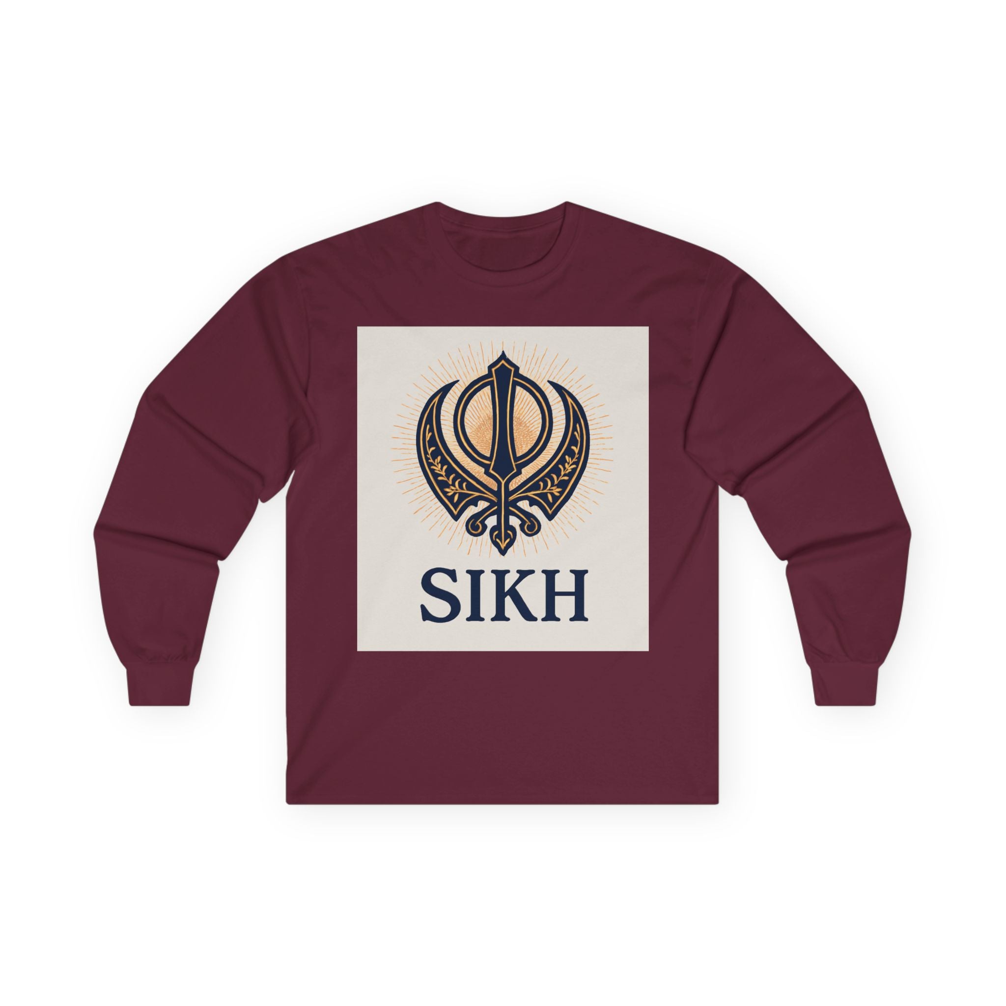 Unisex Ultra Cotton Long Sleeve Tee With SIKH logo.
