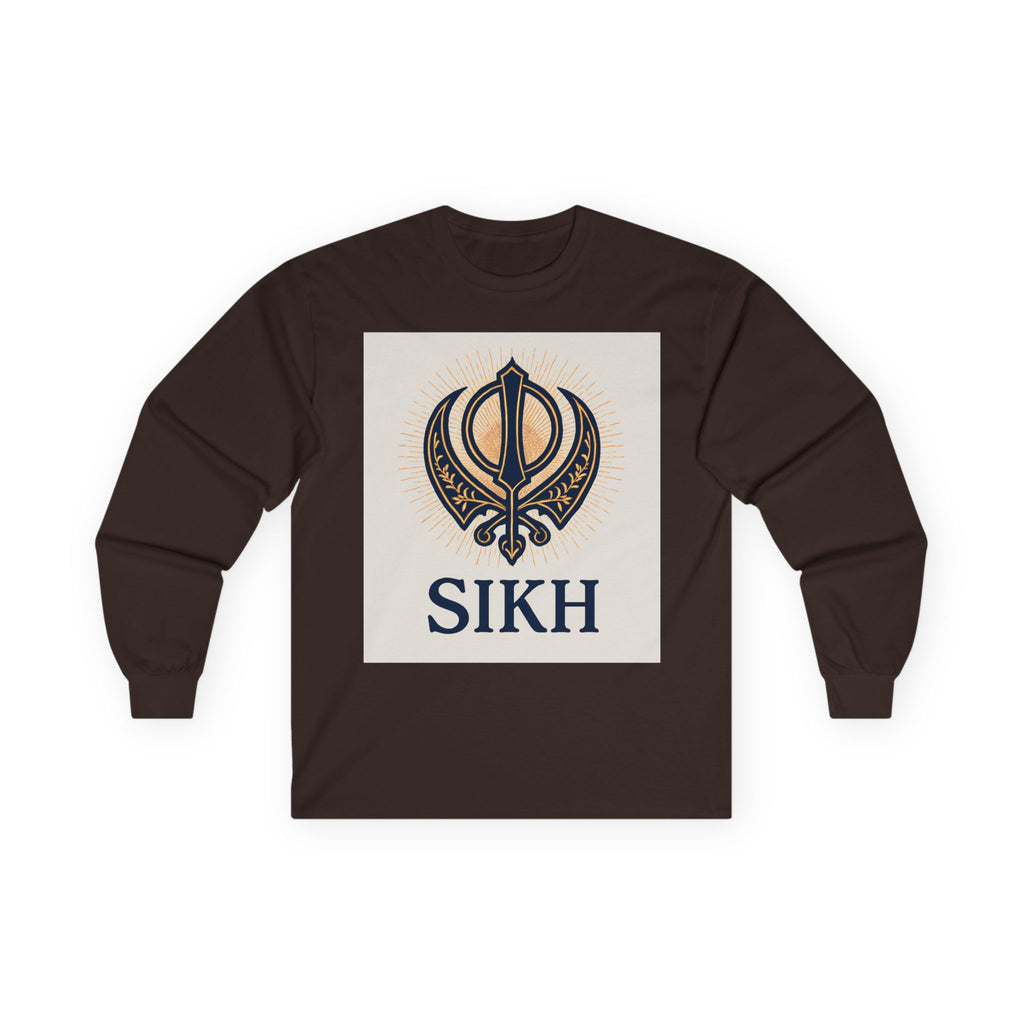 Unisex Ultra Cotton Long Sleeve Tee With SIKH logo.