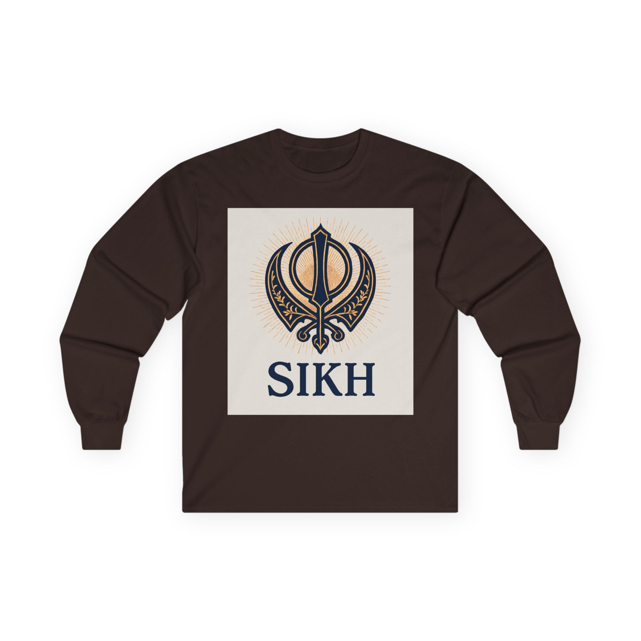 Unisex Ultra Cotton Long Sleeve Tee With SIKH logo.