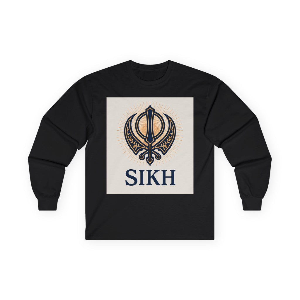 Unisex Ultra Cotton Long Sleeve Tee With SIKH logo.