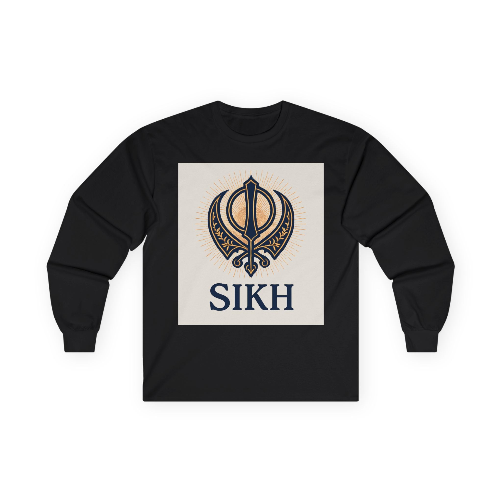 Unisex Ultra Cotton Long Sleeve Tee With SIKH logo.