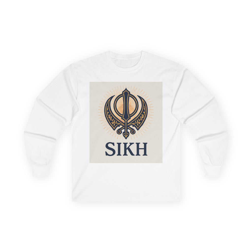Unisex Ultra Cotton Long Sleeve Tee With SIKH logo.