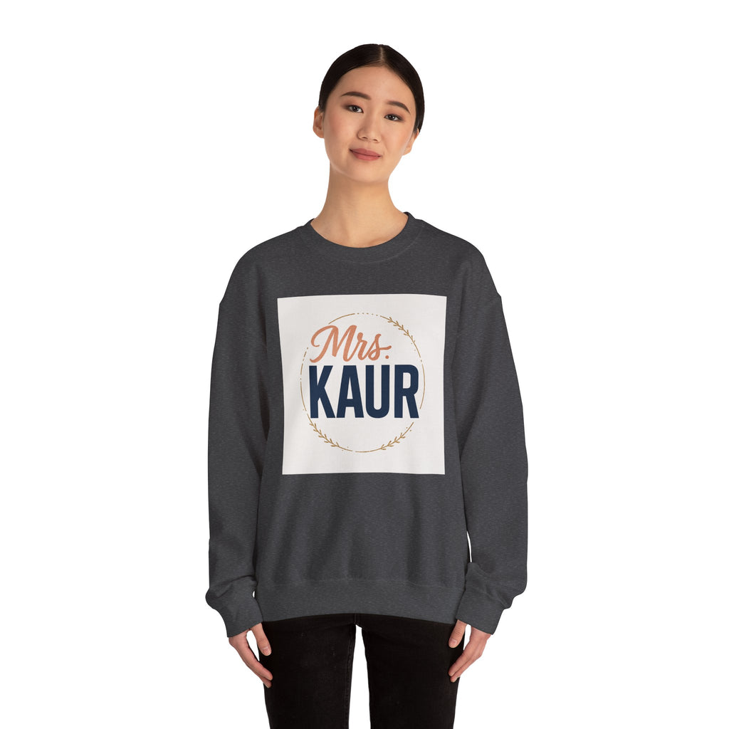 Mrs. Kaur Unisex Crewneck Sweatshirt - Bridal Gift, Wedding Sweater, Comfortable Attire, Gift for Her, Cozy Fashion