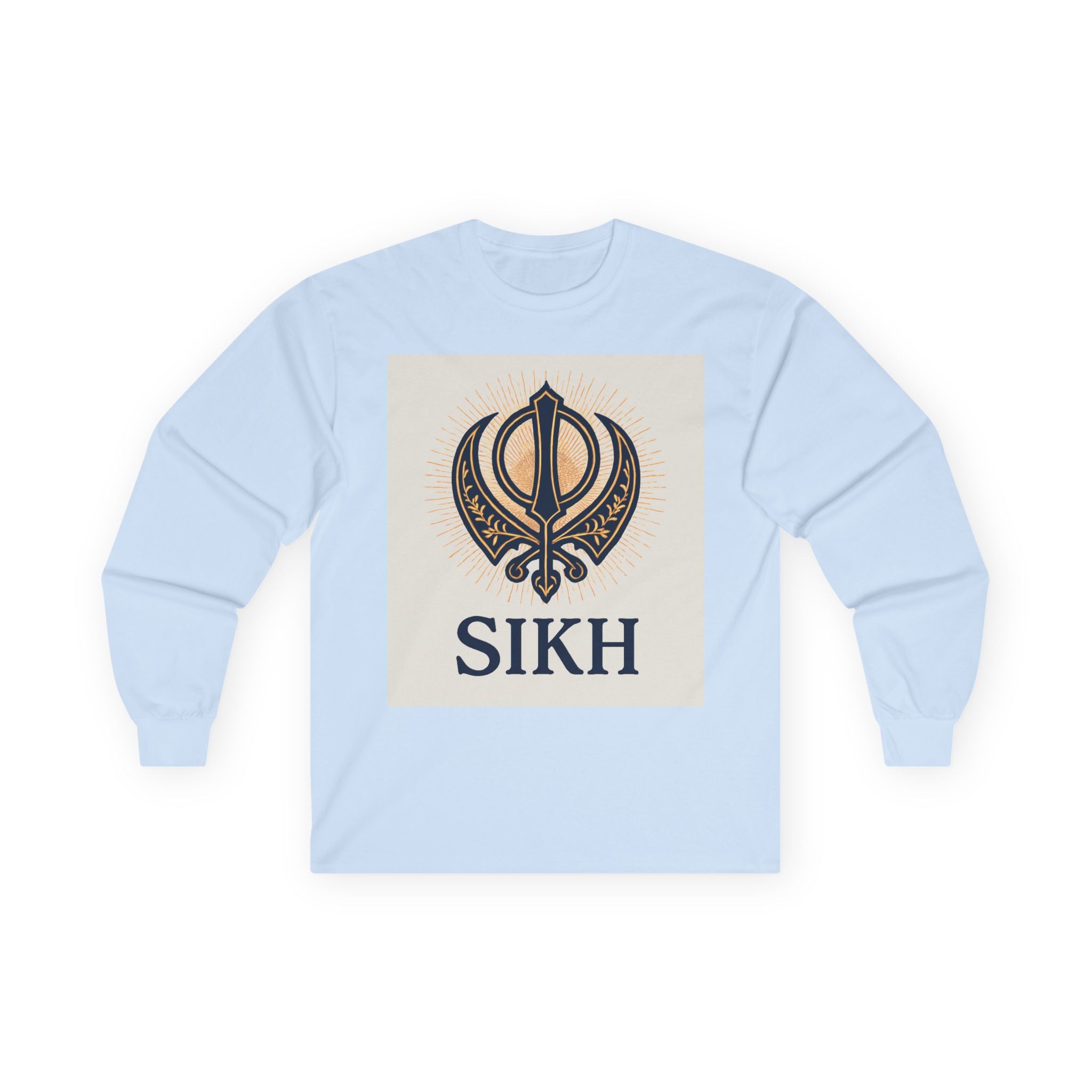 Unisex Ultra Cotton Long Sleeve Tee With SIKH logo.