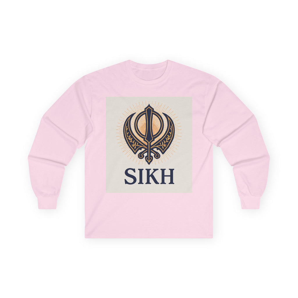 Unisex Ultra Cotton Long Sleeve Tee With SIKH logo.