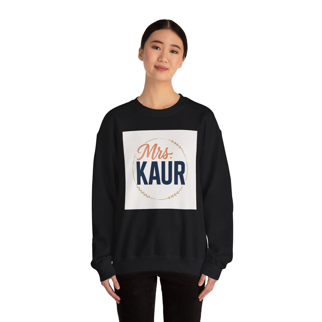 Mrs. Kaur Unisex Crewneck Sweatshirt - Bridal Gift, Wedding Sweater, Comfortable Attire, Gift for Her, Cozy Fashion