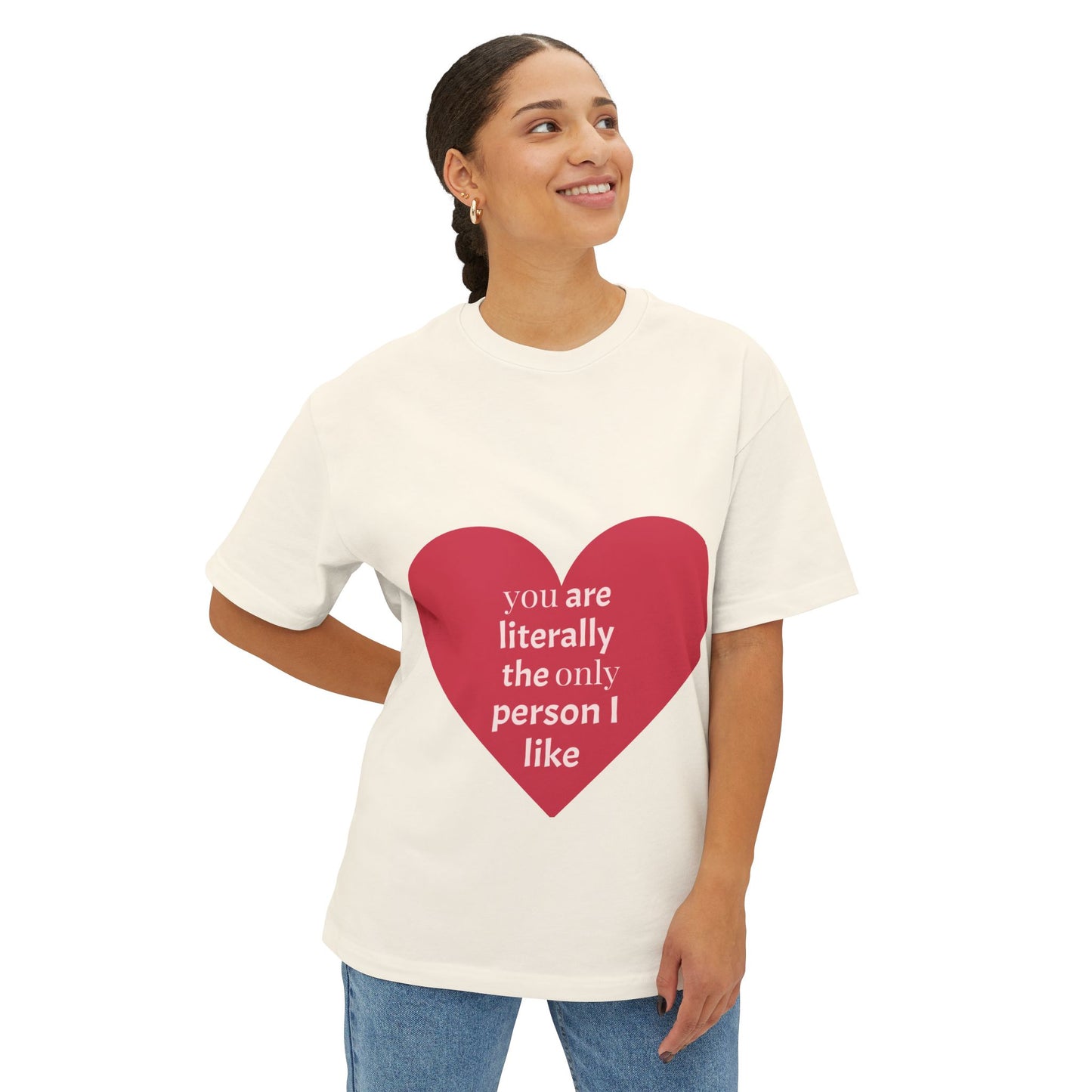 Heartfelt Joy Unisex Oversized Boxy Tee | Casual Love Shirt, Gift for Her, Valentine's Day, Everyday Style, Positive Vibes