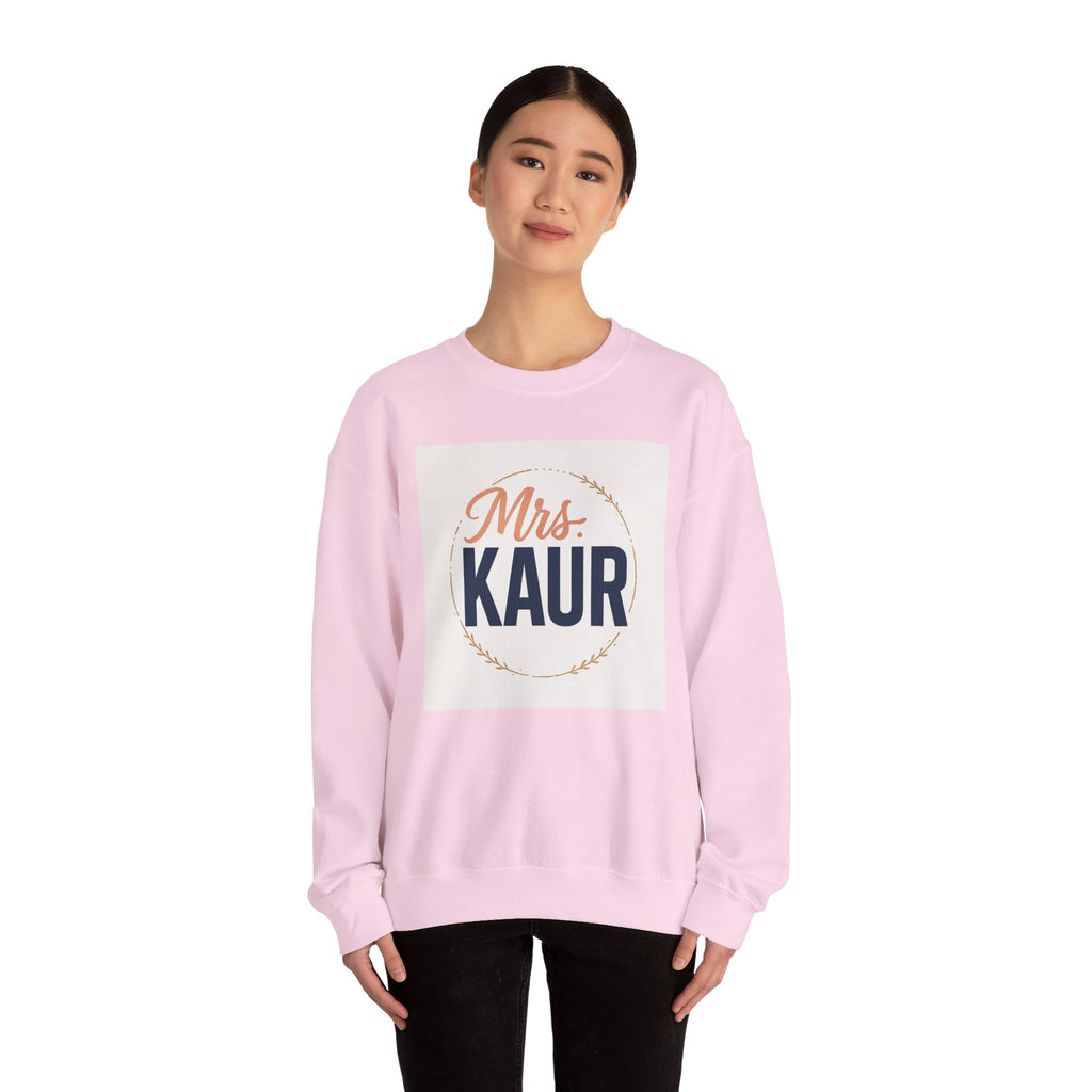 Mrs. Kaur Unisex Crewneck Sweatshirt - Bridal Gift, Wedding Sweater, Comfortable Attire, Gift for Her, Cozy Fashion