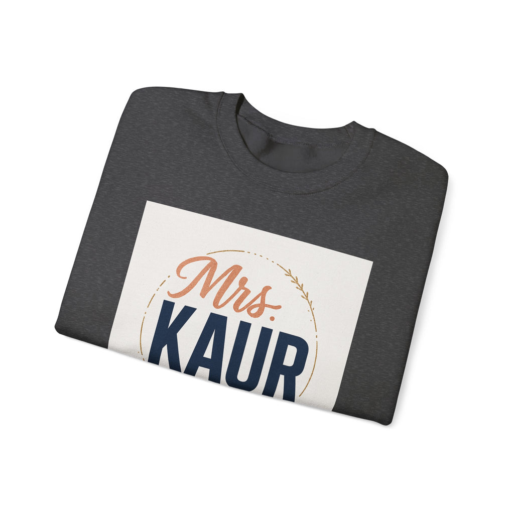 Mrs. Kaur Unisex Crewneck Sweatshirt - Bridal Gift, Wedding Sweater, Comfortable Attire, Gift for Her, Cozy Fashion