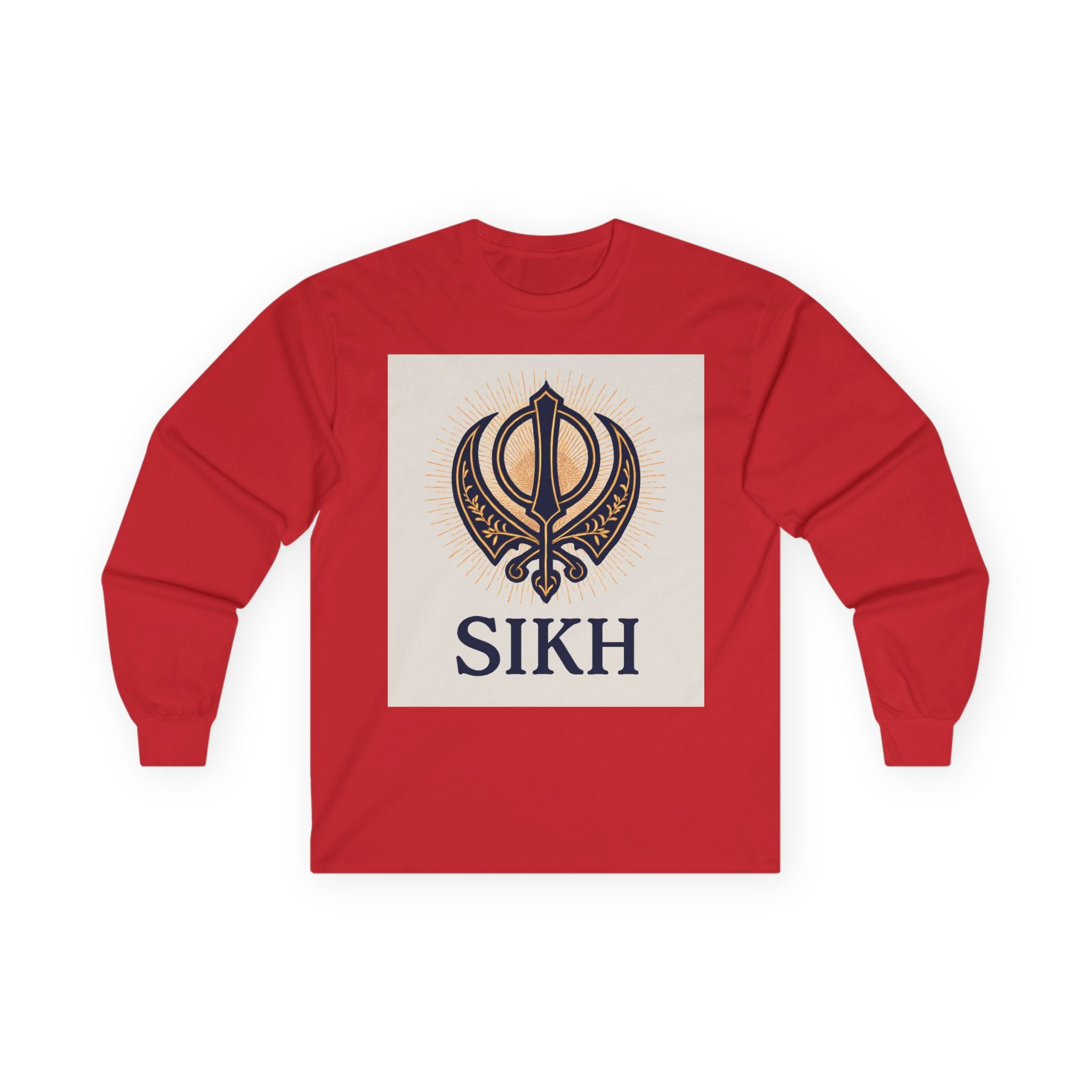 Unisex Ultra Cotton Long Sleeve Tee With SIKH logo.