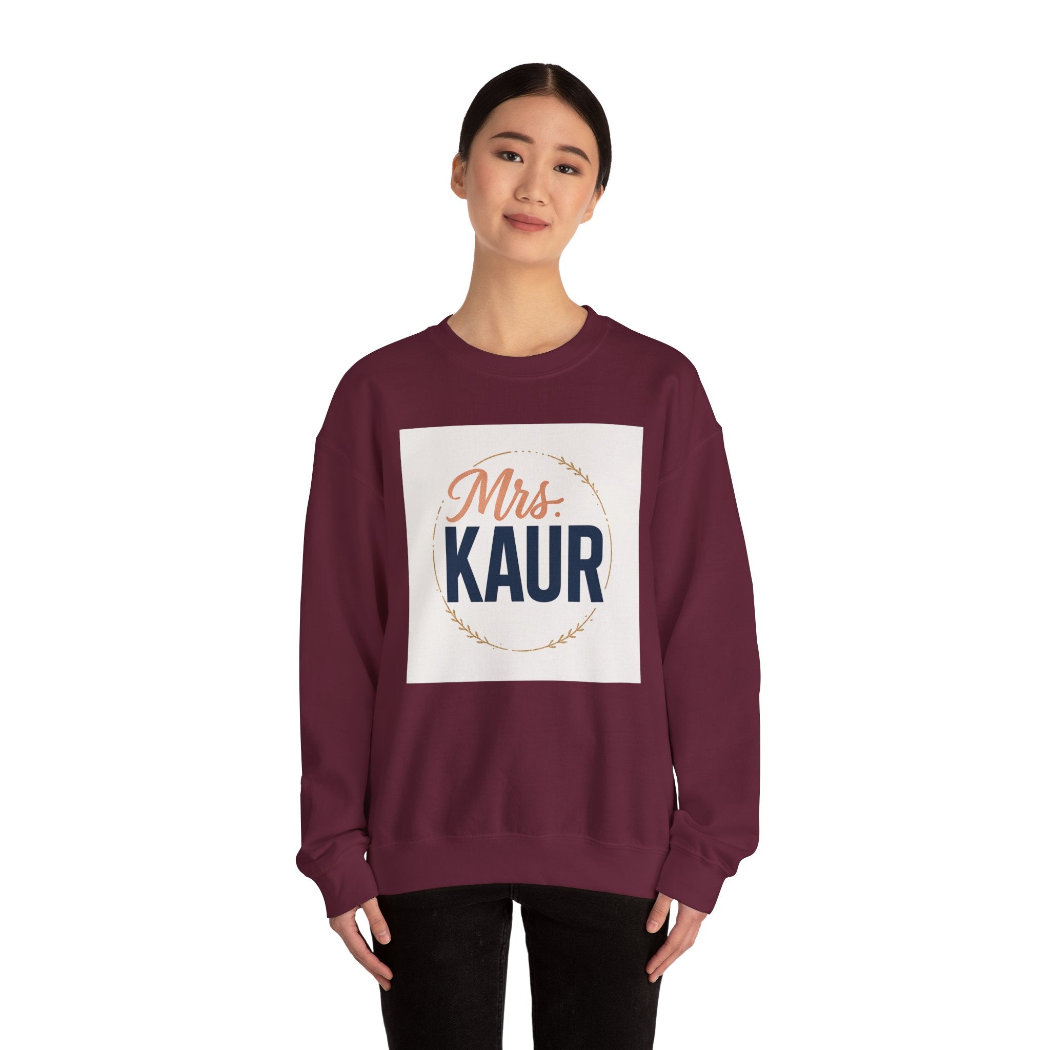Mrs. Kaur Unisex Crewneck Sweatshirt - Bridal Gift, Wedding Sweater, Comfortable Attire, Gift for Her, Cozy Fashion
